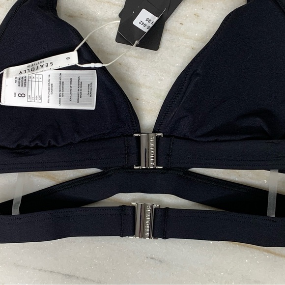 Seafolly bikini set string black NWT size large (bottom sz 10, top sz 8) - Picture 5 of 15